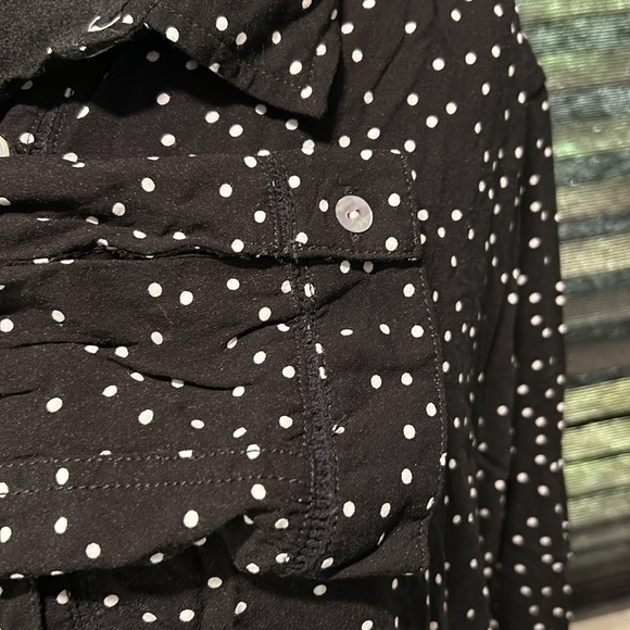 Roxy Black and White Polka Dot Button Down Shirt - Picture 11 of 14